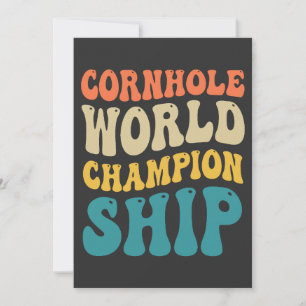 Cornhole-Weltmeisterschaft Lustig Groovy Retro Pap Einladung