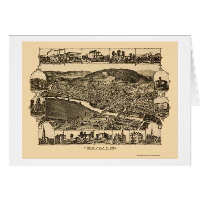 Corning, NY panoramische Karte - 1882 (Vorderseite (Horizontal))