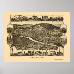 Corning, NY panoramische Karte - 1882 Poster