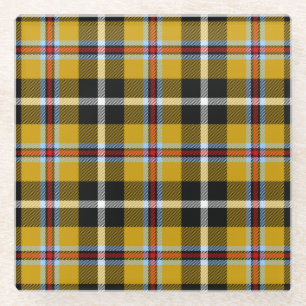 Cornisch National Tartan Gelb und Schwarz Kariert Glasuntersetzer