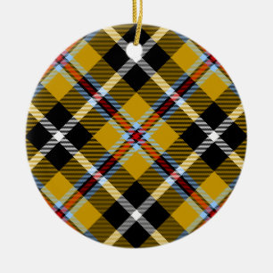 Cornisch National Tartan Gelb und Schwarz Kariert Keramik Ornament