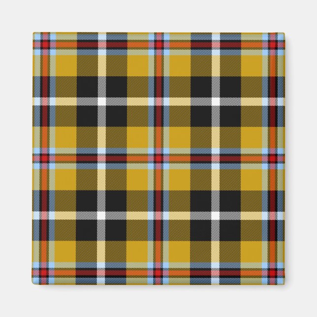 Cornisch National Tartan Gelb und Schwarz Kariert Magnet (Vorne)