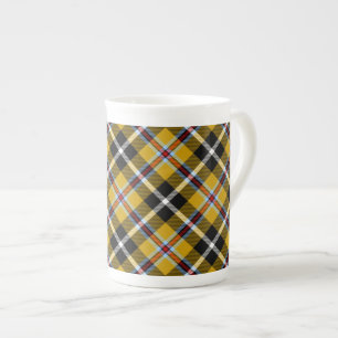 Cornisch National Tartan Gelb und Schwarz Kariert Prozellantasse