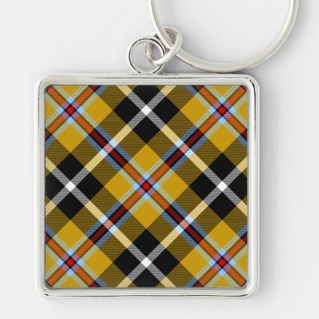 Cornisch National Tartan Gelb und Schwarz Kariert Schlüsselanhänger (Vorne)