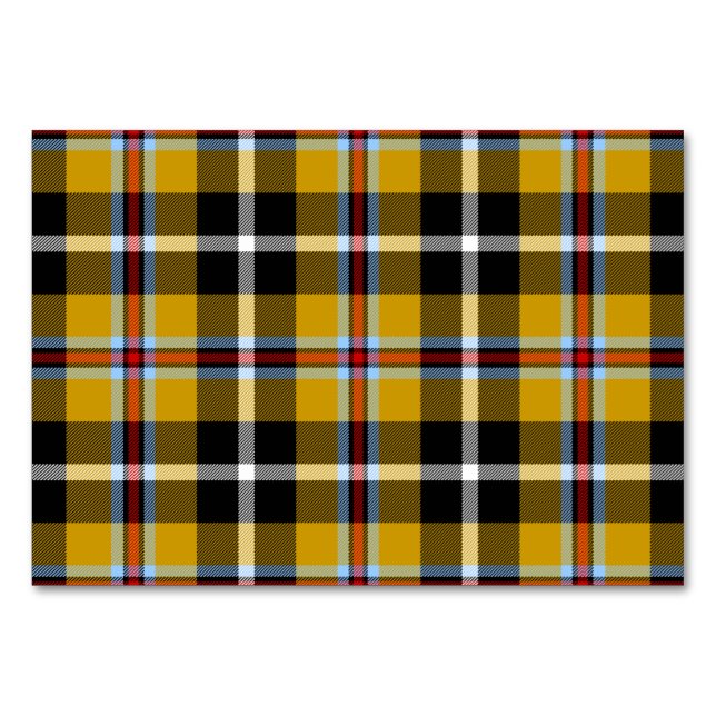Cornisch National Tartan Gelb und Schwarz Kariert Tischnummer (Vorderseite)