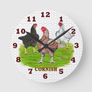 Cornish Chickens Clock Runde Wanduhr