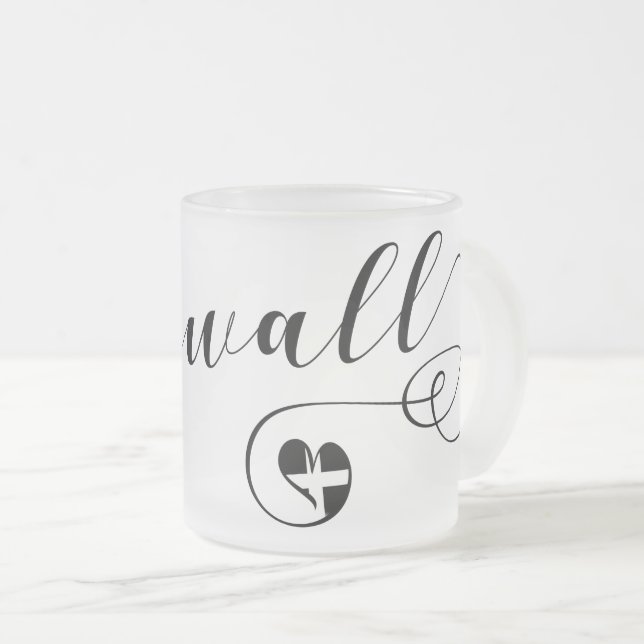 Cornish Flag in Heart, Cornwall Mattglastasse (VorderseiteRechts)