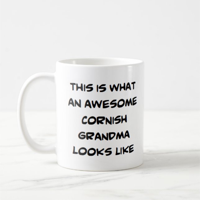 Cornish Oma, phantastisch Kaffeetasse (Links)