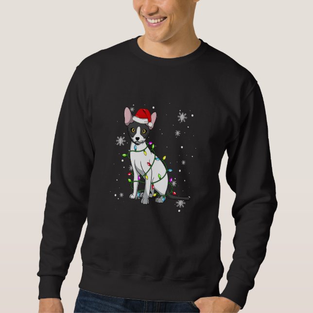 Cornish Rex Cat Christmas Lights Christmas Cat San Sweatshirt (Vorderseite)