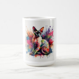 Cornish Rex Cat Farbiges Portrait Kaffeetasse