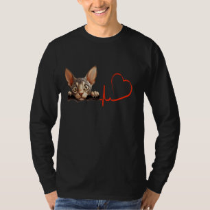 Cornish Rex Cat My Heartbeat EKG Funny Cats My Car T-Shirt