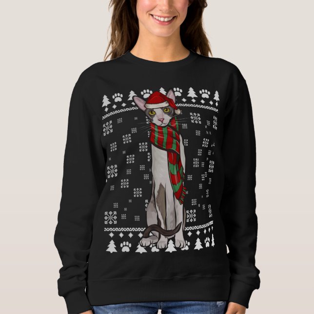 Cornish Rex Cat Weihnachtsmannmütze Weihnachten Sweatshirt (Vorderseite)
