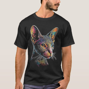 Cornish Rex Farbige Grafik Katzenpapa Katzenmama T-Shirt