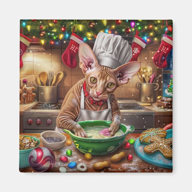 Cornish Rex Holiday Baking: Feierliche Weihnachten Magnet (Vorne)