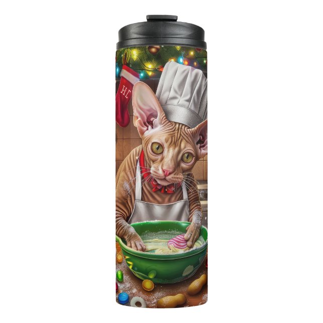 Cornish Rex Holiday Baking: Feierliche Weihnachten Thermosbecher (Vorderseite)
