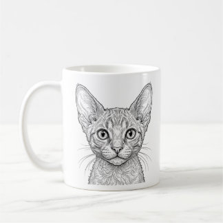 Cornish Rex Kätzchen Tasse Kaffee Weiß Tinte Schwa