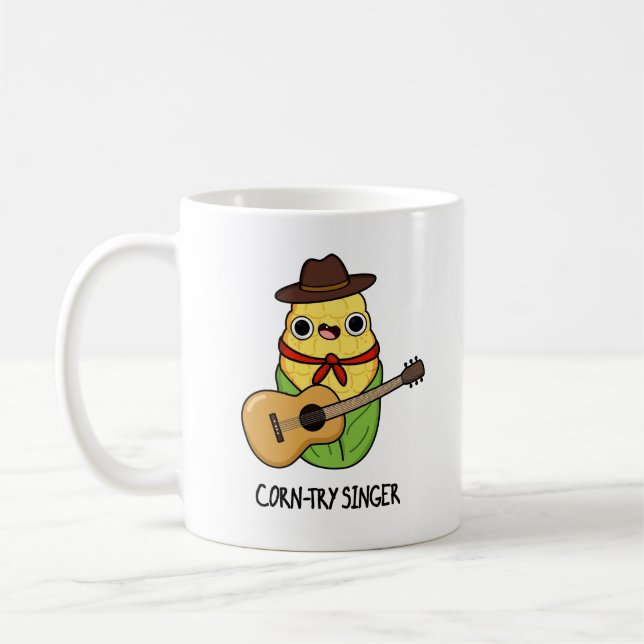 Corntry Singer Funny Corn Pun Kaffeetasse (Links)