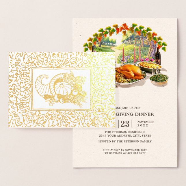 Cornucopia Erntedank Dinner Einladung Foil Card (Anzeige)