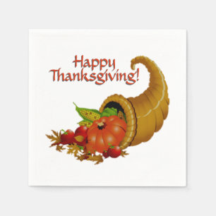 Cornucopia Happy Thanksgiving Serviette