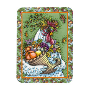 CORNUCOPIA HEN, ERNTEDANK CHICKEN HARVEST MAGNET