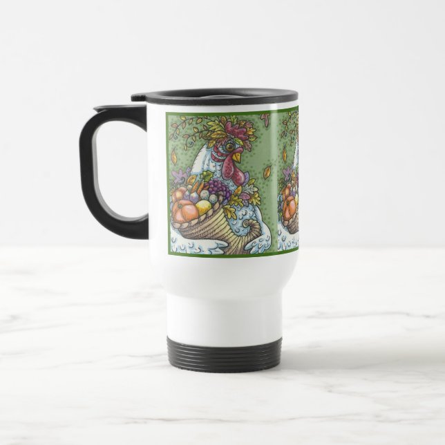CORNUCOPIA HEN, ERNTEDANK CHICKEN REISE MUG REISEBECHER (Links)