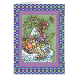 CORNUCOPIA HEN, ERNTEDANK GREETCARD Verse