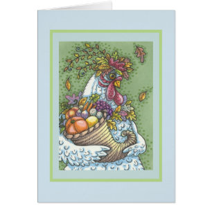 CORNUCOPIA HEN, ERNTEDANK-GREETKARTENschwarz