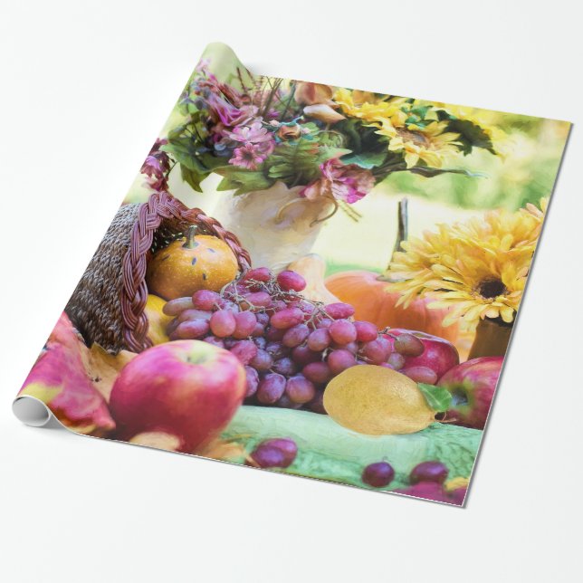 Cornucopia Herbst Ernte Koch Tabelle Geschenkpapier (Ungerollt)