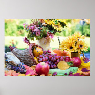 Cornucopia Herbst Ernte Koch Tabelle Poster