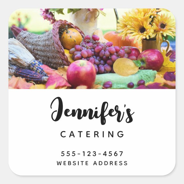 Cornucopia Herbst Ernte Koch Tischgeschäft Quadratischer Aufkleber (Vorderseite)