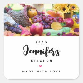 Cornucopia Herbst Ernte Koch Tischküche Quadratischer Aufkleber