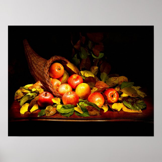 Cornucopia mit Äpfeln Poster (Vorne)