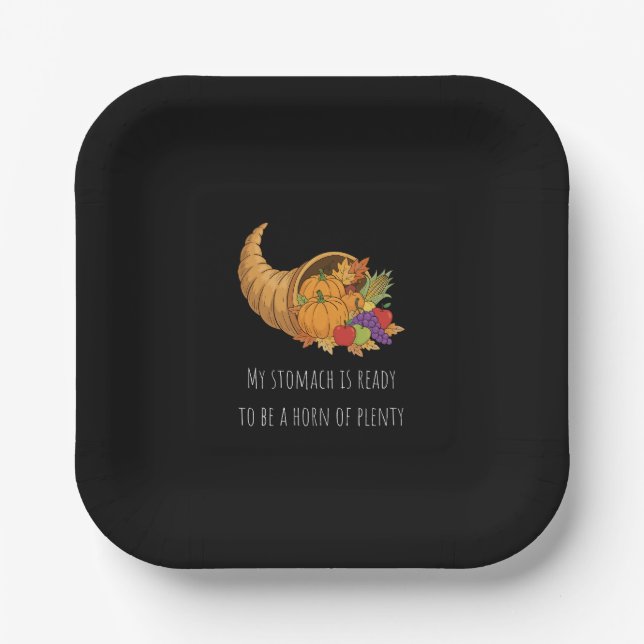 Cornucopia Thanksgiving-Grafik Pappteller (Vorderseite)