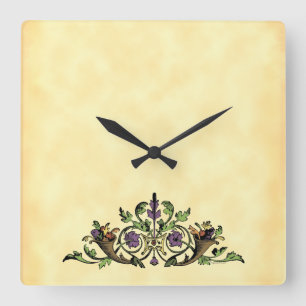 Cornucopia Vintag Art Wall Clock Quadratische Wanduhr