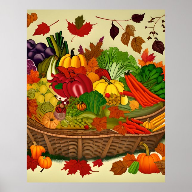 Cornucopia voll mit Gemüse Poster (Vorne)