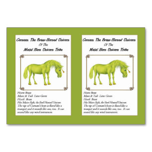 Cornum die Messing-Gehörnte Einhorn-Handels-Karte Tischnummer