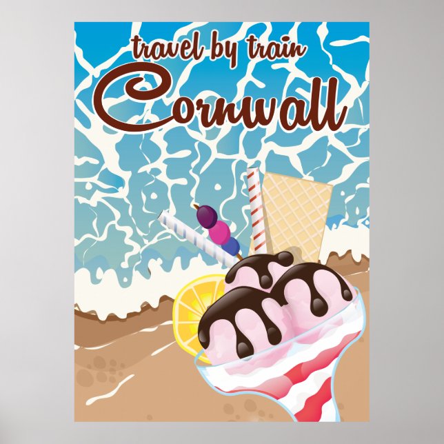 Cornwall Eis Cartoon Reiseplakat Poster (Vorne)