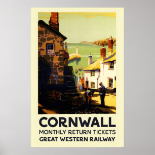 Cornwall England 1930er Jahre - Vintage Style UK R Poster