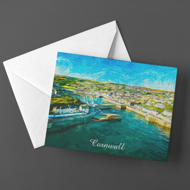 Cornwall England Coastal Scenery Oil Paint Postkarte (Cornwall England Coastal Scenery Oil Paint Postcard)