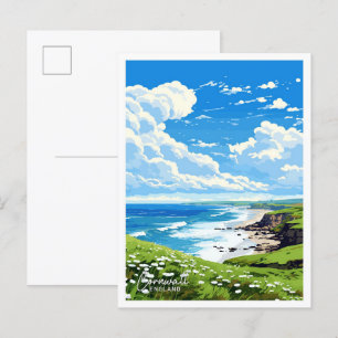 Cornwall England Kunst Reise Vintage-Illustration Postkarte