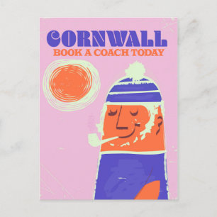Cornwall Fischer Vintage-Poster "Nimm einen Bus" Postkarte