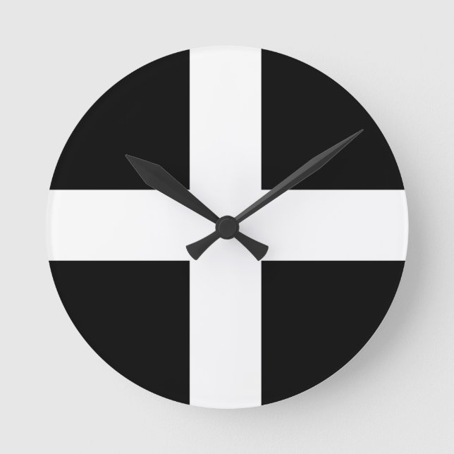 Cornwall-Flagge..jpg Runde Wanduhr (Vorderseite)