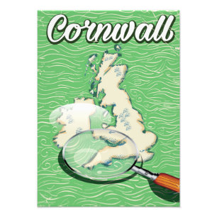 Cornwall Karte Vintage Reiseplakat Fotodruck