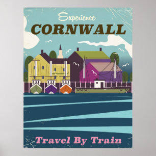 Cornwall Retro-Altes-Ferienposter. Poster