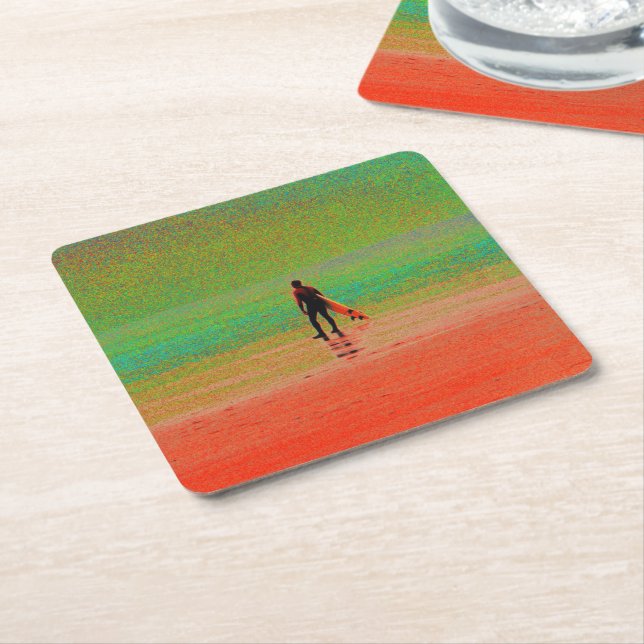 Cornwall Surfer Rechteckiger Pappuntersetzer (angewinkelt)