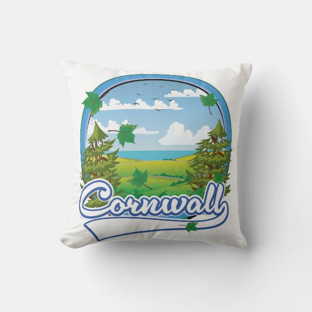 Cornwall Travel Logo Kissen (Vorderseite)