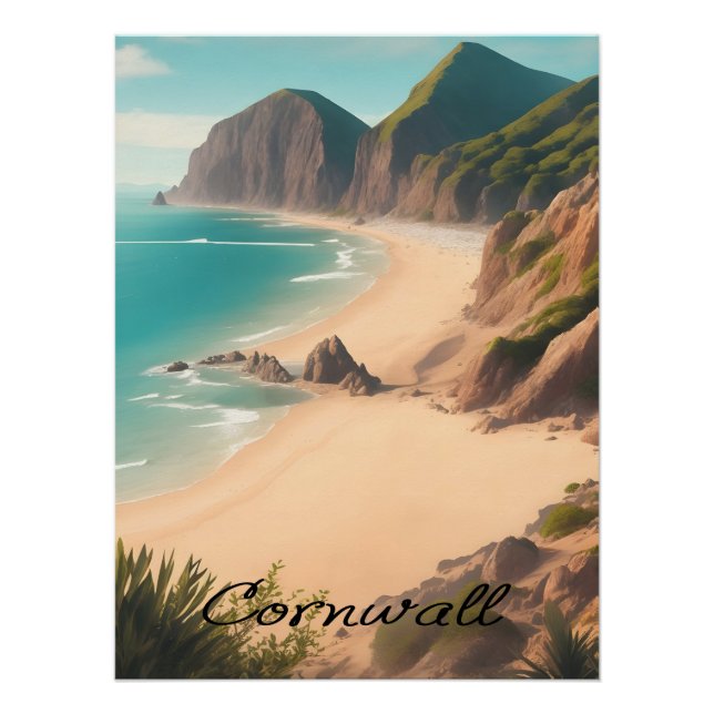 Cornwall UK Strand Reiseplakat Poster (Vorderseite)