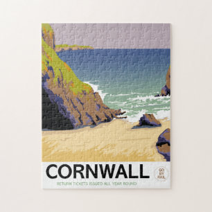 Cornwall Vintage Reiseposter. Puzzle
