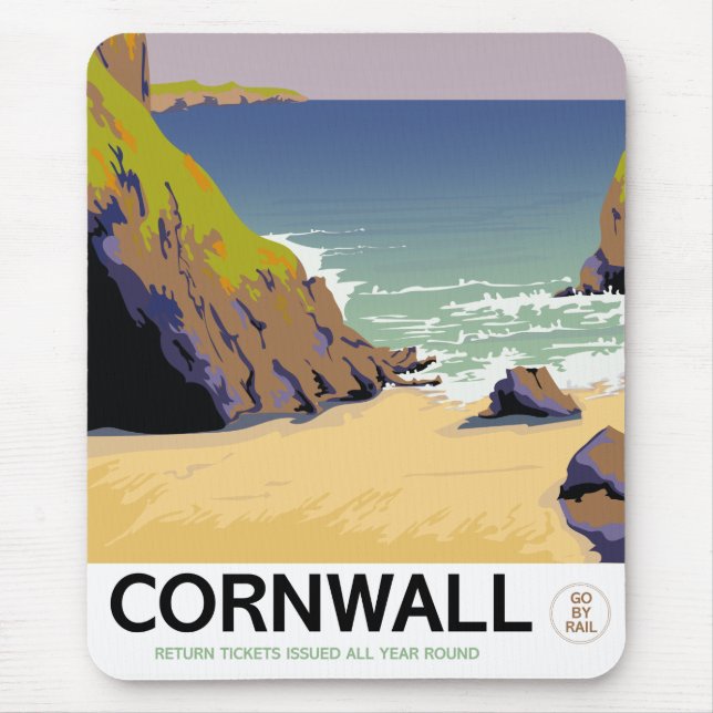 Cornwall Vintages Reiseplakat. Mousepad (Vorne)