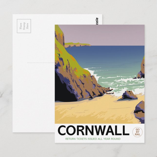 Cornwall Vintages Reiseplakat. Postkarte (Vorne/Hinten)